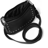 WC15108STUD Women's Black Studded Hip Bag – Trendy & Edgy Accessory - Leather bags - Side & Angle View