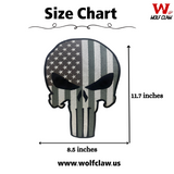 WCEP12 Skull with White & Grey Straps, Stars & Black Embroidery Iron-On Patch | Motorcycle Biker Vest - Patches - Size Chart