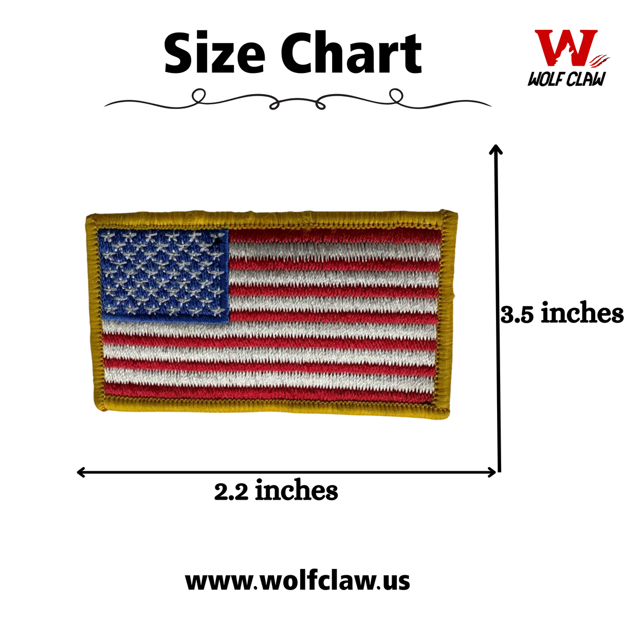 WCEP84 US Flag Embroidery Iron-On Patch – 2.2x3.5" | Multiple Colors - Patches - Size Chart