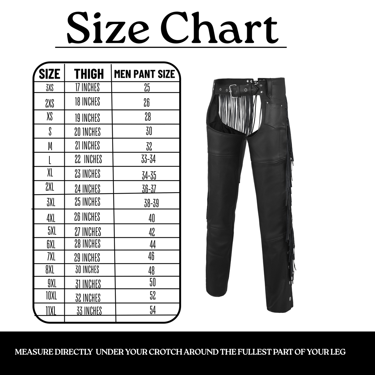 Fringe Tassel Motorcycle Riding Bikers Chap-Black