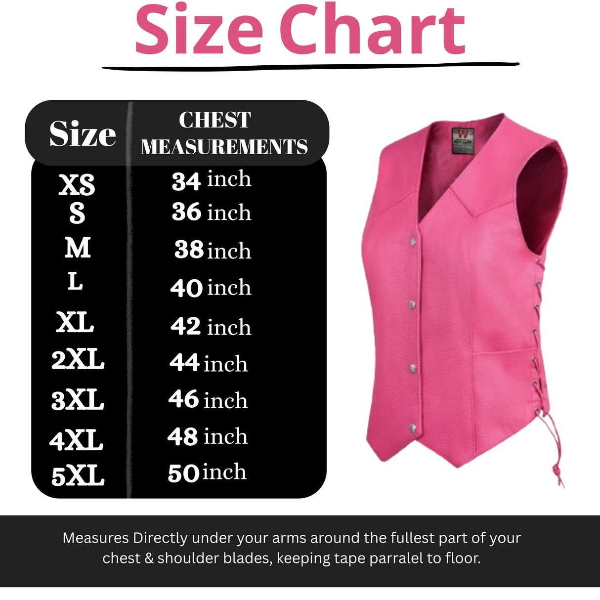Women's Hot Pink color side laced Gun pockets Leather Vest