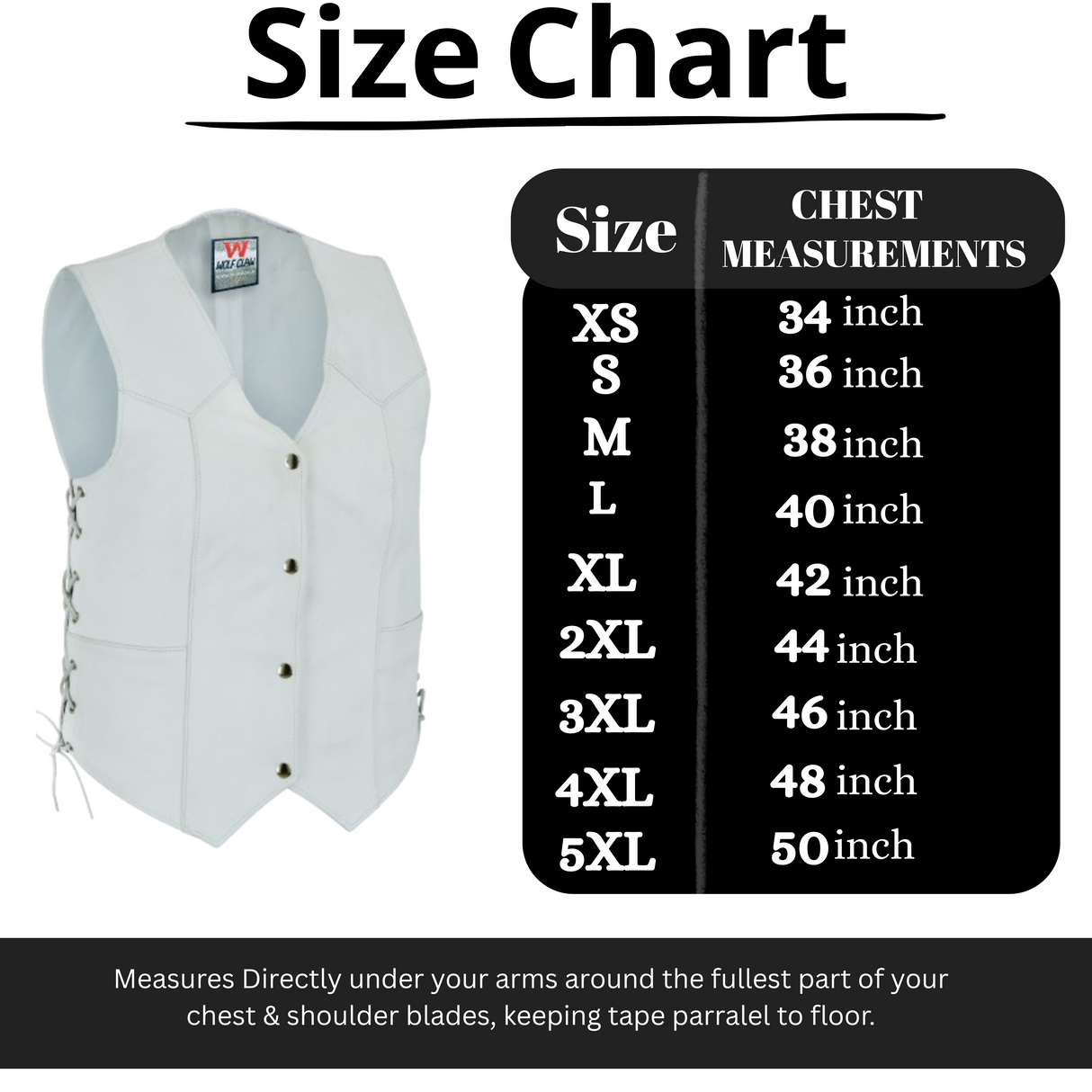 Women's White motorcycle Biker Club Concealed Carry Leather Vest