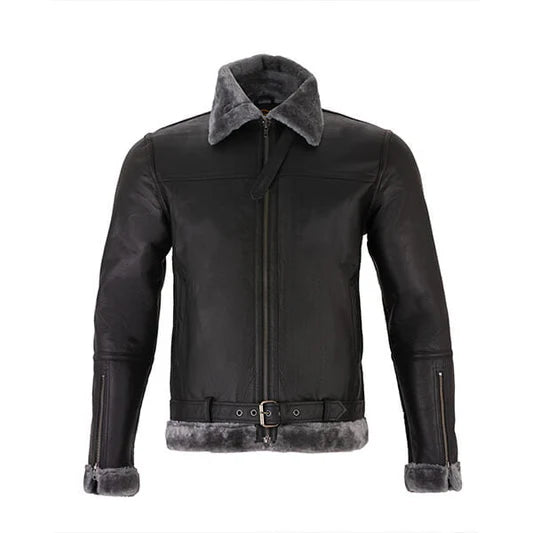 Genuine Sheepskin Leather RAF Flight Aviator B3 Bomber Jacket With Fur Wool Lining