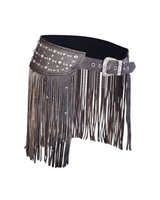 Women Distressed Brown Tassel  Leather Hip Belt