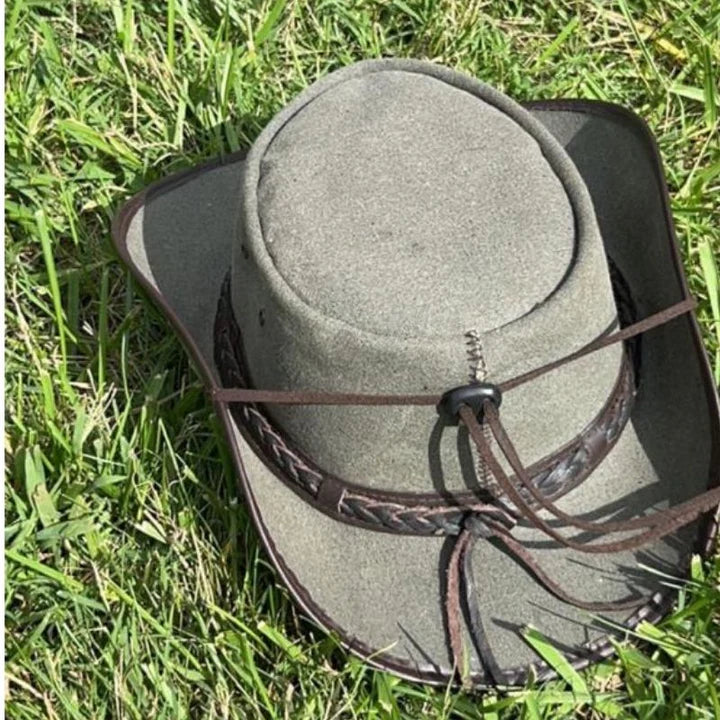 Western Denim Cowboy Hat with Braided Leather Band – Classic Style