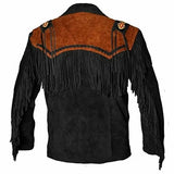 Men’s Western Suede Leather Cowboy Jacket with Native American Fringe – Classic Western Wear