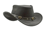 Premium Waterproof Genuine Black Leather Cowboy Hat Western Style