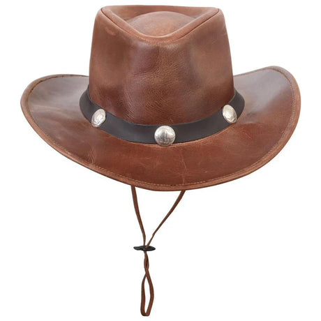 Classic Brown Western Cowboy Hat – Genuine Leather, Unisex Style
