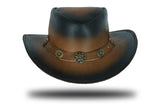 Large Brim Dual-Tone Genuine Cow Leather Unisex Cowboy Hat