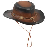 Large Brim Dual-Tone Genuine Cow Leather Unisex Cowboy Hat