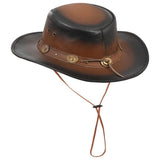 Large Brim Dual-Tone Genuine Cow Leather Unisex Cowboy Hat
