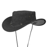 Black Denim Cowboy Rancher Hat with Braided Leather Band