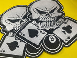 WCEP14 SKULL WITH PLAY CARDS DESIGN A8 MOTORCYCLE PATCH EMBROIDERY IRON ON PATCH