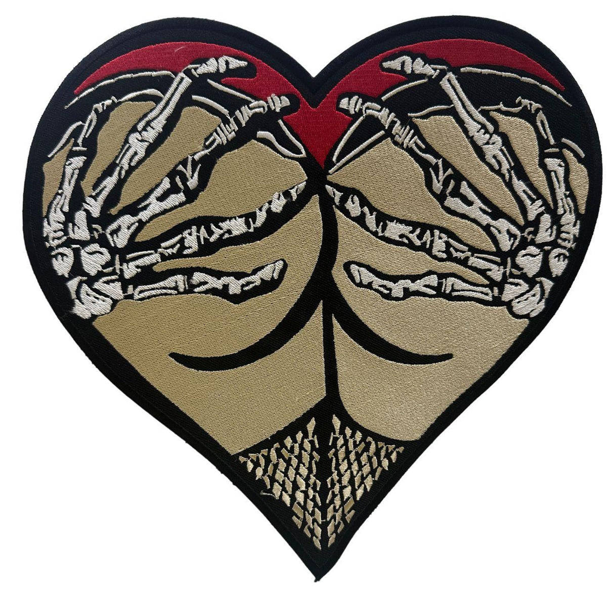 WCEP15 HEART WITH SKULL HANDS MOTORCYCLE PATCH EMBROIDERY IRON ON PATCH
