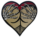 WCEP15 HEART WITH SKULL HANDS MOTORCYCLE PATCH EMBROIDERY IRON ON PATCH