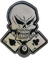 WCEP14 SKULL WITH PLAY CARDS DESIGN A8 MOTORCYCLE PATCH EMBROIDERY IRON ON PATCH