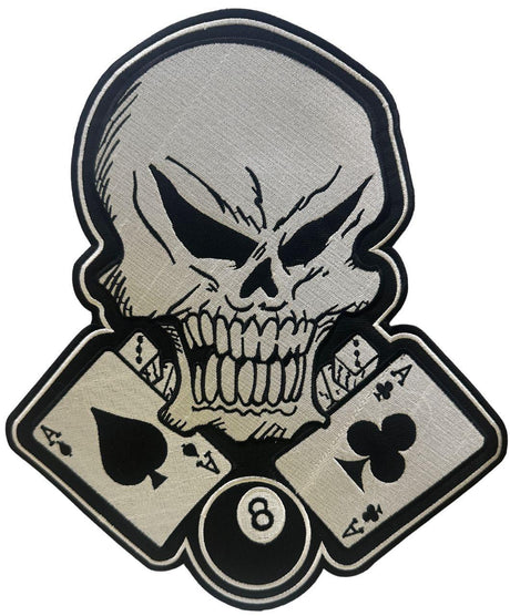 WCEP14 SKULL WITH PLAY CARDS DESIGN A8 MOTORCYCLE PATCH EMBROIDERY IRON ON PATCH