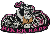 WCEP17 BIKER BABE PINK & WHITE DESIGNS  MOTORCYCLE PATCH EMBROIDERY IRON ON PATCH