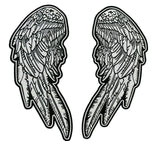 WCEP21 LARGE ANGEL WINGS WHITE & BLACK MOTORCYCLE PATCH EMBROIDERY IRON ON PATCH