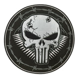 WCEP23 LARGE SKULL WITH BLACK EYES BULLET & SECURITY WIRE DESIGN MOTORCYCLE PATCH EMBROIDERY IRON ON PATCH