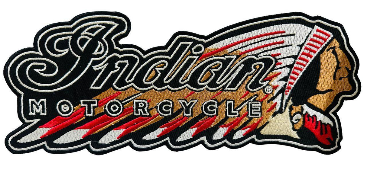 WCEP30 INDIAN MOTORCYCLE RIGHT SIDE FACE BROWN ( RED INDIAN )DESIGN MOTORCYCLE PATCH EMBROIDERY IRON ON PATCH