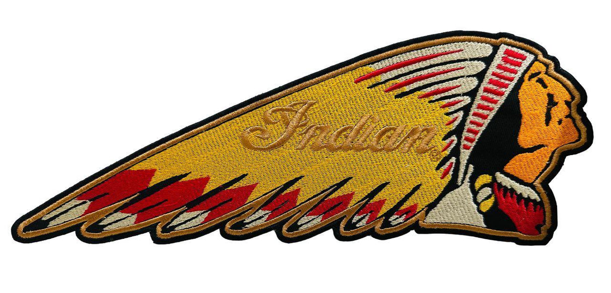 WCEP32 RED INIDAN RIGHT SIDE FACE ORANGE RED YELLOW  DESIGN MOTORCYCLE PATCH EMBROIDERY IRON ON PATCH