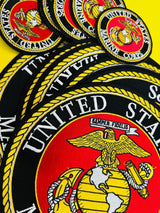 WCEP40 UNITED STATES MARINE ROUND 2 PC SET DESIGN MOTORCYCLE PATCH EMBROIDERY IRON ON PATCH