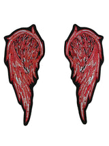 WCEP37 ANGEL WINGS RED WITH RHINESTONES DESIGN MOTORCYCLE PATCH EMBROIDERY IRON ON PATCH