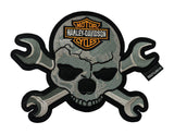 WCEP46 LARGE SKULL WITH HARLEY DAVIDSON SCREW RENCH DESIGN DESIGN MOTORCYCLE PATCH EMBROIDERY IRON ON PATCH