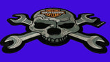 WCEP46 LARGE SKULL WITH HARLEY DAVIDSON SCREW RENCH DESIGN DESIGN MOTORCYCLE PATCH EMBROIDERY IRON ON PATCH