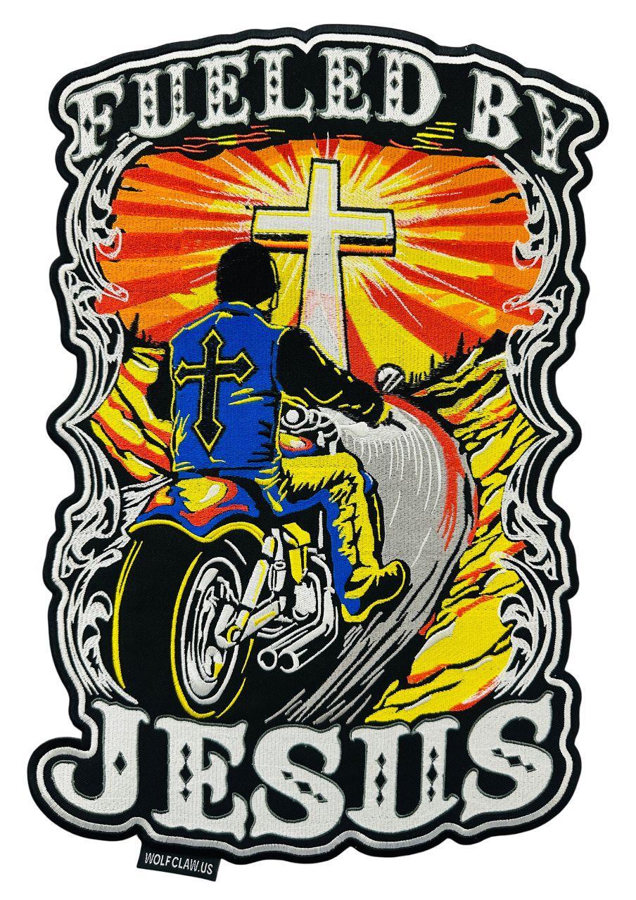 WCEP54 FULED BY JESUS ( LARGE  DESIGN DESIGN MOTORCYCLE PATCH EMBROIDERY IRON ON PATCH)