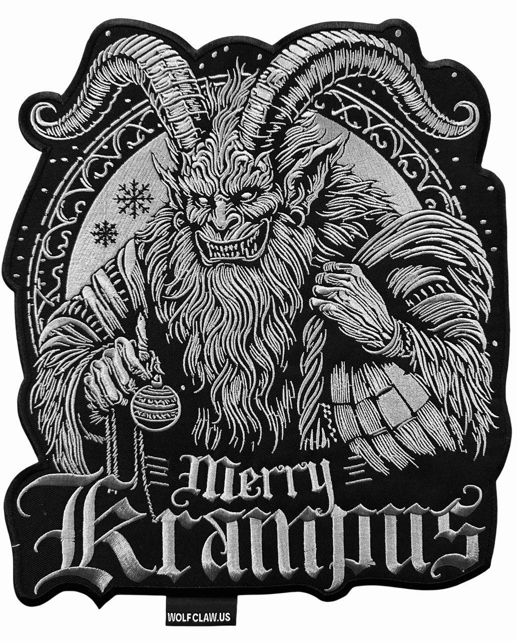 WCEP60 MARRY KRAMPUS ( GREY+BLACK) DESIGN MOTORCYCLE PATCH EMBROIDERY IRON ON PATCH