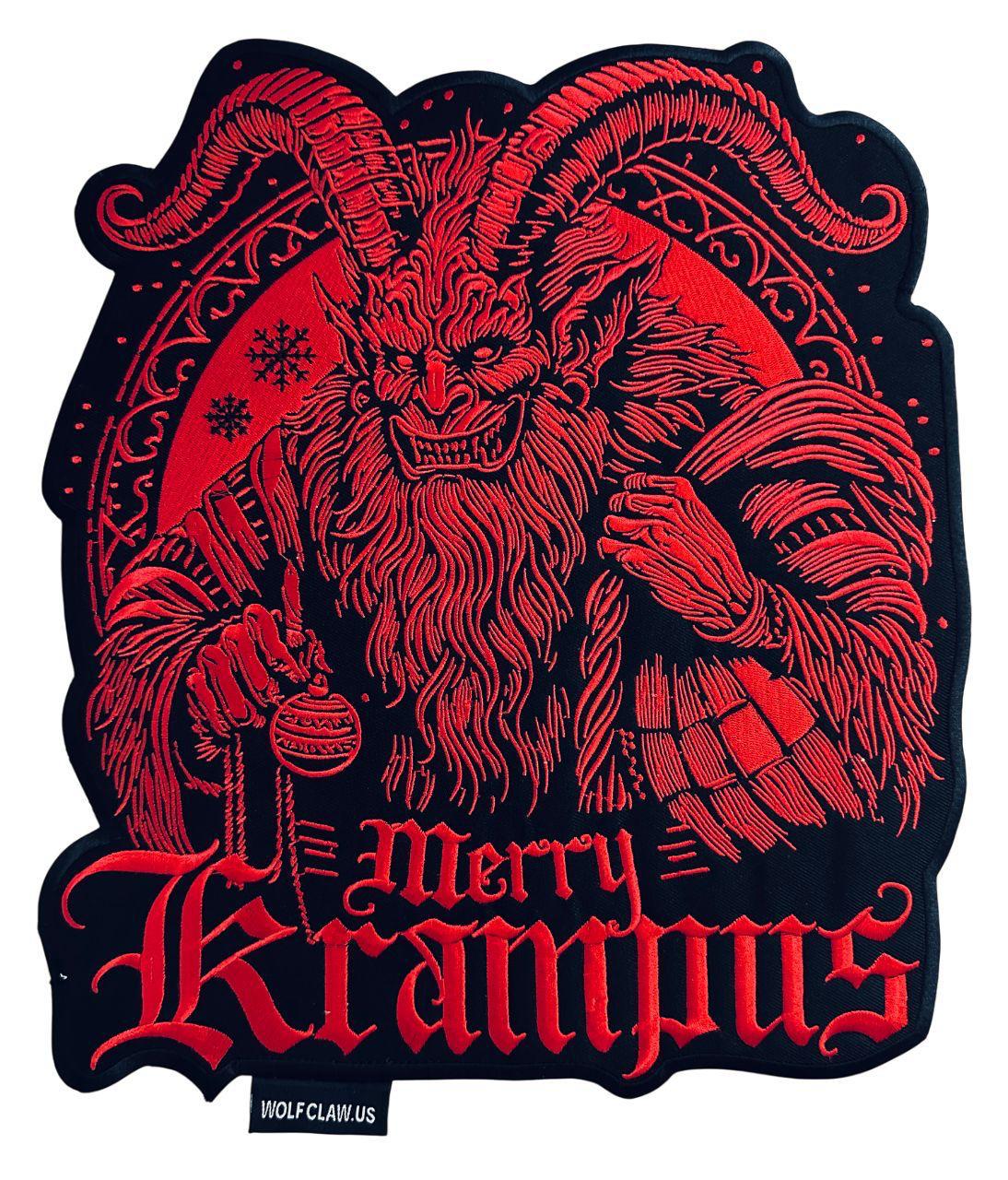 WCEP61 MARRY KRAMPUS (RED+BLACK) DESIGN MOTORCYCLE PATCH EMBROIDERY IRON ON PATCH