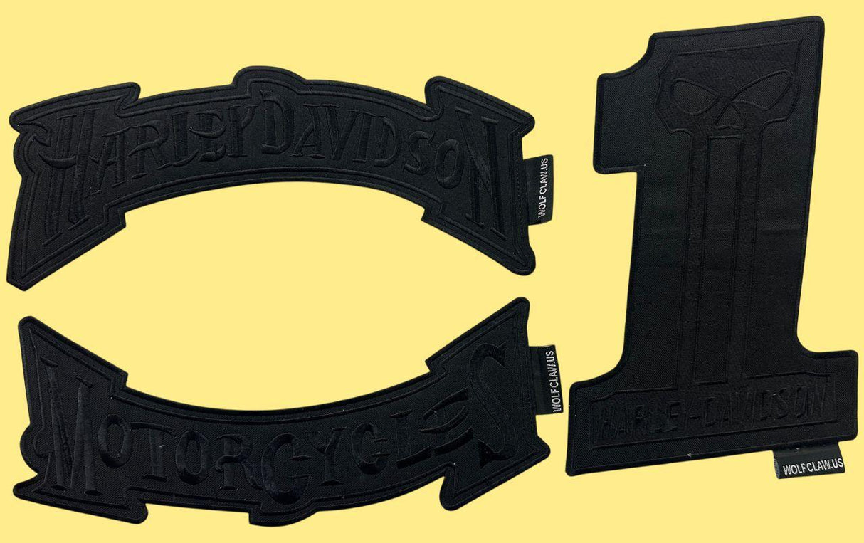 WCEP79 HARLEY DAVIDSON SET OF 2 ROCKER ORANGE WHITE BLACK DESIGN MOTORCYCLE PATCH EMBROIDERY IRON ON PATCH