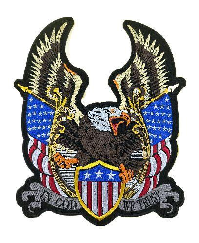 WCEP86 US.FLAP WITH EAGLE IN GOD WE TRUST DESIGN MOTORCYCLE PATCH EMBROIDERY IRON ON PATCH
