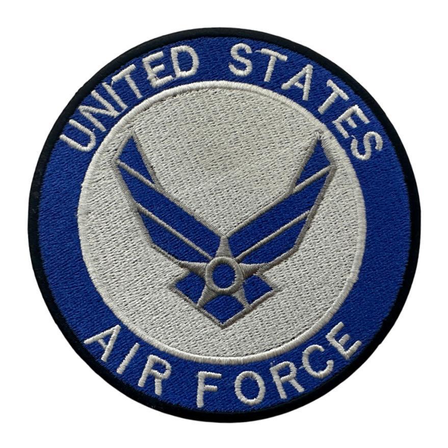 WCEP90 UNITED STATES AIRFORCE ROUND PATCH BLUE & OFF WHITE DESIGN MOTORCYCLE PATCH EMBROIDERY IRON ON PATCH