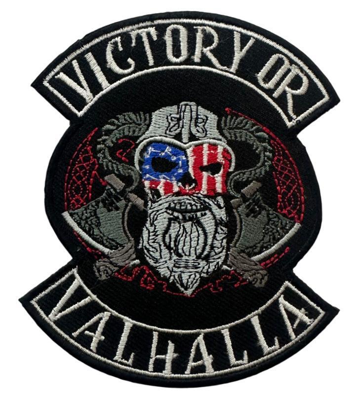 WCEP91 VICTORY OR VALHALLA ROCKER PATCH DESIGN MOTORCYCLE PATCH EMBROIDERY IRON ON PATCH