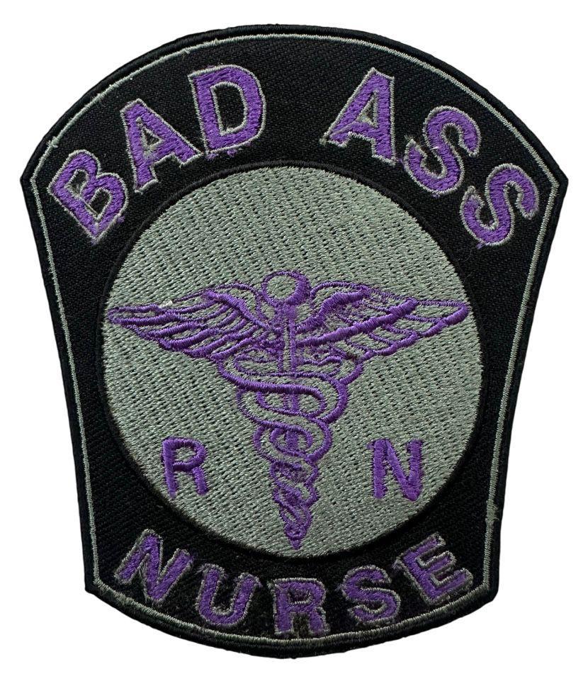 WCEP100 BAD A** NURSE PURPLE DESIGN MOTORCYCLE PATCH EMBROIDERY IRON ON PATCH