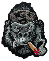 WCEP167 LARGE BIKER GORILA EMBROIDERY PATCH ANGRY GORILLA PATCH, BACK PATCH OF GORILLA, IRON ON PATCH SEW ON PATCH FOR BIKERS (GREY GORILLA )