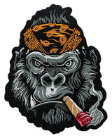 WCEP168 LARGE BIKER GORILA EMBROIDERY PATCH ANGRY GORILLA PATCH, BACK PATCH OF GORILLA, IRON ON PATCH SEW ON PATCH FOR BIKERS  (ORANGE GORILLA