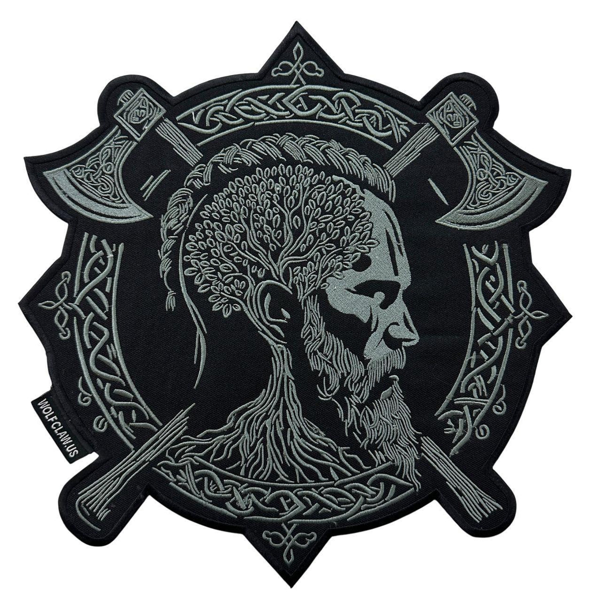 WCEP174 ODIN VIKING, VALHALLA EMBROIDERY PATCH SEW ON VALHALLA PATCH, CROSS VIKING EMBROIDERY PATCH IRON ON ( GREY ON BLACK