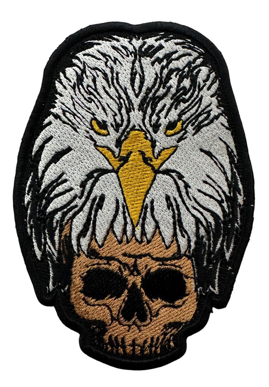 WCEP188 EAGLE AND SKULL EMBROIDERY SMALL PATCH IRON ON EAGLE ON SKULL PATCH, SEW ON SKULL WITH EAGLE PATCH FOR BIKER 3X4INCH