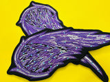 WCEP38 ANGEL WINGS PURPLE WITH RHINESTONES DESIGN MOTORCYCLE PATCH EMBROIDERY IRON ON PATCH