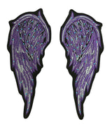 WCEP38 ANGEL WINGS PURPLE WITH RHINESTONES DESIGN MOTORCYCLE PATCH EMBROIDERY IRON ON PATCH