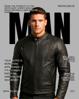 TALL Black Racer Leather Biker Jacket (longer sleeve & back length)