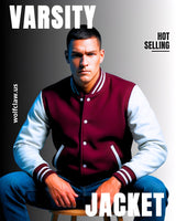 Maroon Wool & White Sleeves Leather Letterman Jacket