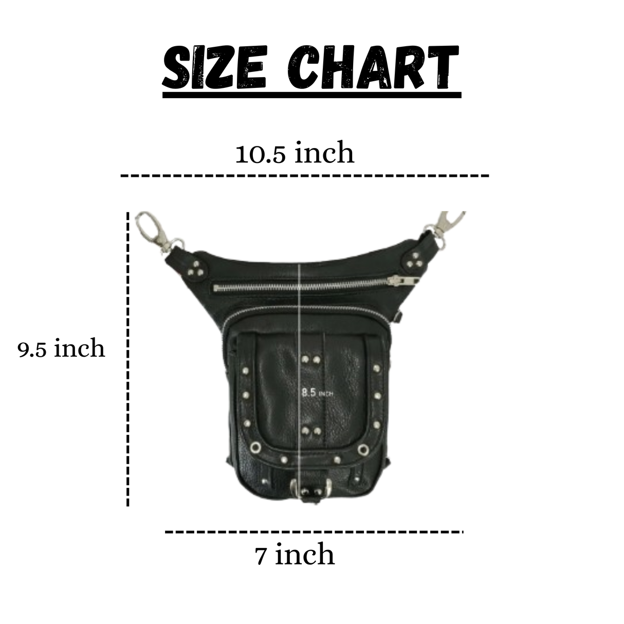 Black Drop Leg Fanny Waist Leather Thigh Bag