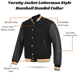 Varsity Jacket Letterman Style Baseball Banded Collar