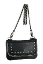 WC15108 Black Cowhide Leather Hip Clip Purse Bag | Women Waist Fanny Pack Motorcycle - Leather bags - Front View