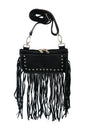 WC15108FRINGE FRINGE Women Leather Hip Clip FRINGE Purse Bag Fringe & Stud Waist Bag Fanny Pack Motorcycle - Leather bags - Front View